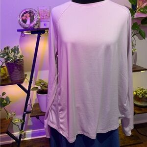 Women's Long Sleeve light pink athletic top slit in back